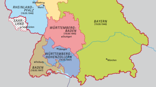 Die drei Länder, aus denen später Baden-Württemberg wurde: Württemberg-Baden, Württemberg-Hohenzollern und Baden Die drei Länder, aus denen später Baden-Württemberg wurde: Württemberg-Baden, Württemberg-Hohenzollern und Baden