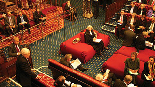 Blick auf den Sitz des Speakers im House of Lords Blick auf den Sitz des Speakers im House of Lords